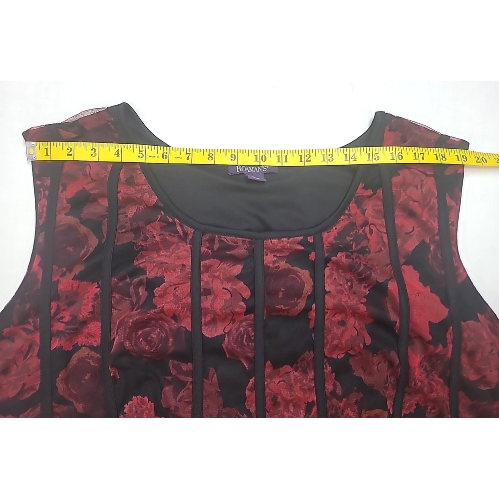 Cottagecore‎ Romantic 34 W Dress Chiffon Wedding Guest Black Red Roses Midi Goth - Picture 9 of 11